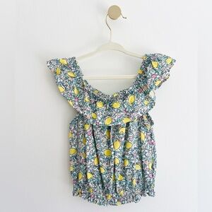 Penelope Mack Lemon and Floral Print Kids Blouse | Girls Size 6
